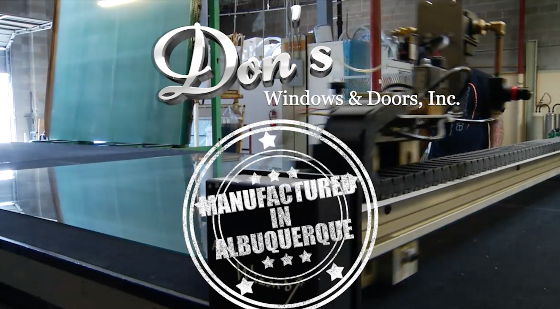 Dons Windows and Doors Logo overlayed on shop image